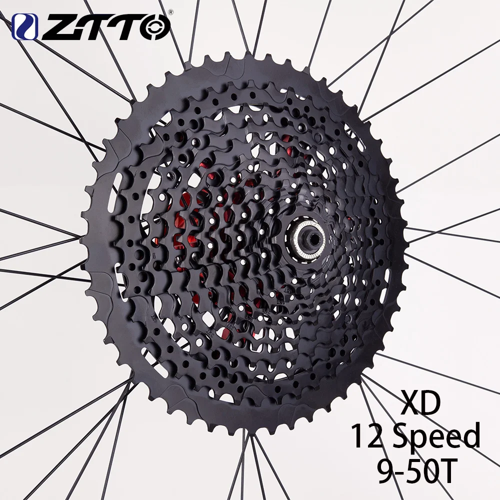 ZTTO MTB Mountain Bike12 Speed 9-50T XD Cassette 12 S XD Compatible Black 556% Range 12V K7 Freewheel Sprocket Bicycle Flywheel