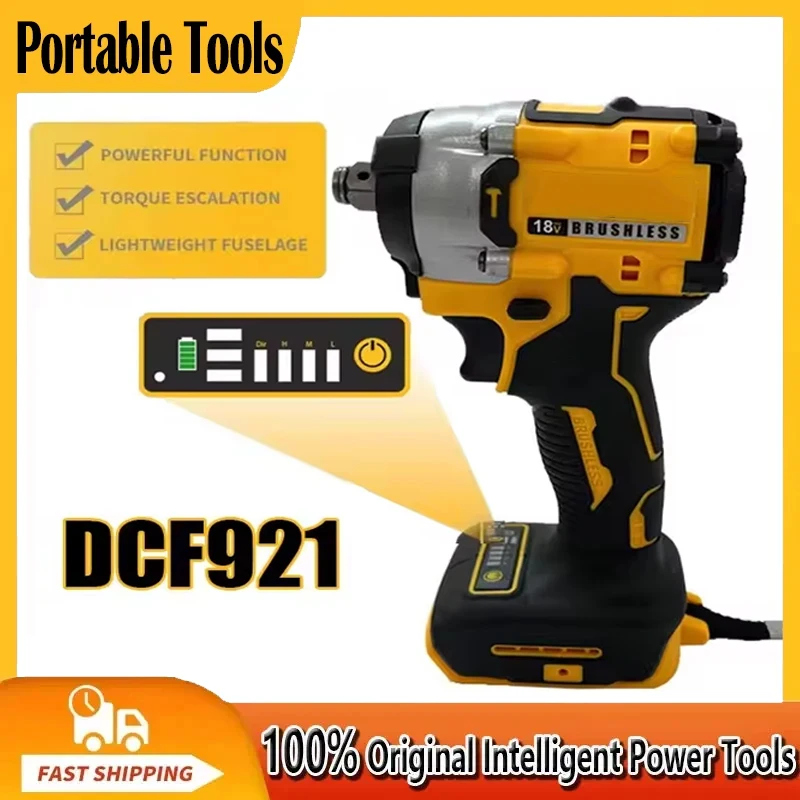 DEWALT DCF921 ATOMIC 20V MAX 무선 렌치 1/2인치 무선 임팩트 렌치 가변 속도 충전 렌치 (배터리 포함)