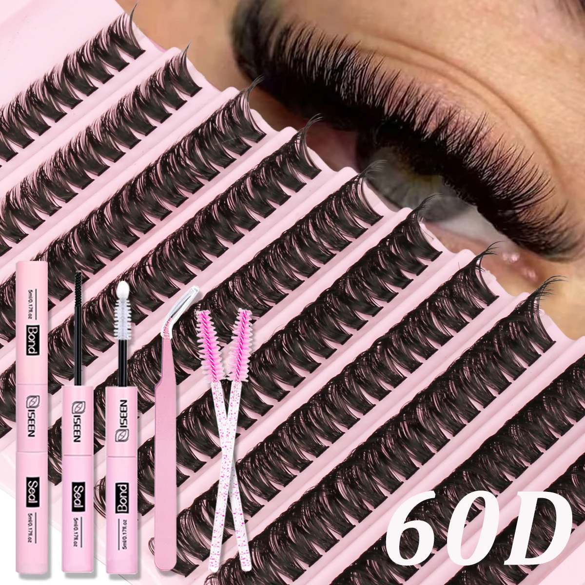 Kit de grappes de cils 8-16mm mélange bricolage Kit d'extension de cils cils Bond & joint pince à épiler brosse grappes de cils ensemble maquillage