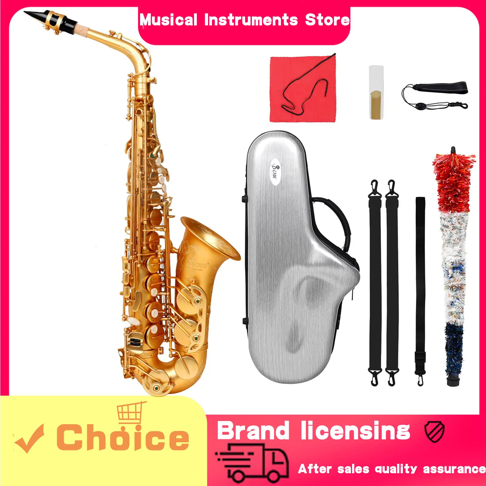 

SLADE Alto Saxophone Eb Brass Matte Gold Premium Patterned Saxophone Professional Woodwind Instrument With Accessories&Parts
