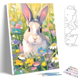 SDOYUNO-Painting By Numbers,Rabbit Animals,Arts Crafts,Handicraft,Kits,Acrylic Paints,Coloring For Adults,Handpainted,With Frame