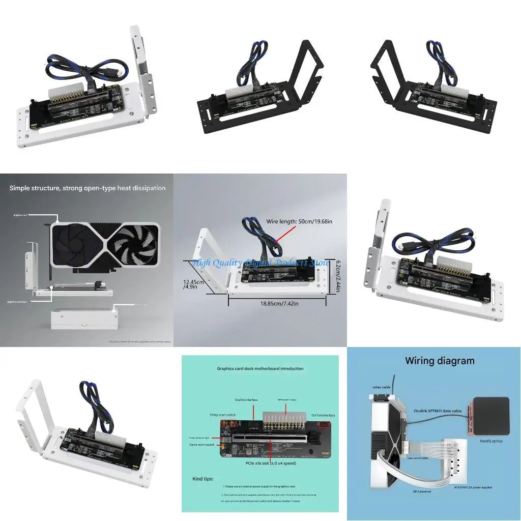 

U2JE GPU Док-станция для графического процессора Внешняя видеокарта M.2 SFF8611 для ноутбука PCIE PCIe 5.0 Speed