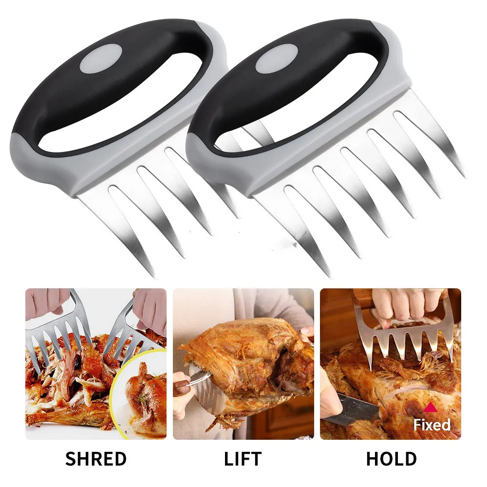 

BBQ Stainless Steel Claws Turkey Fork Meat Splitter Tearer Meat Loafer Barbecue Tools 2pcs Handler Pork Clamp Roasting Fork