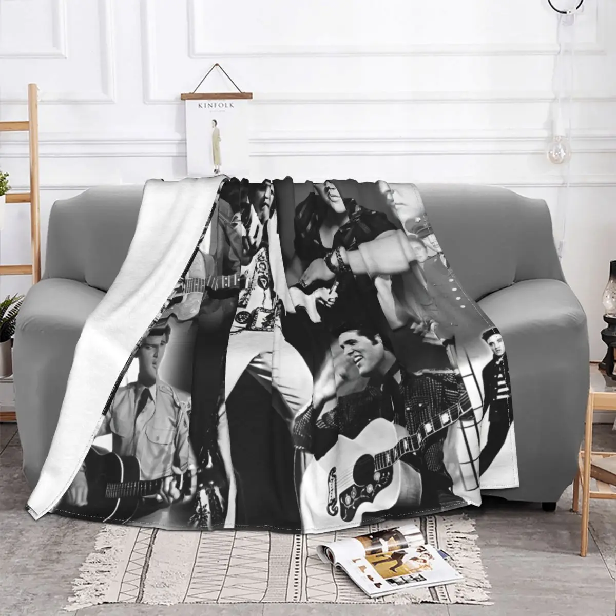 E-Elvis Presley Blankets Fleece Decoration Breathable Lightweight Thin Throw Blanket for Sofa Bedroom Plush Thin Quilt