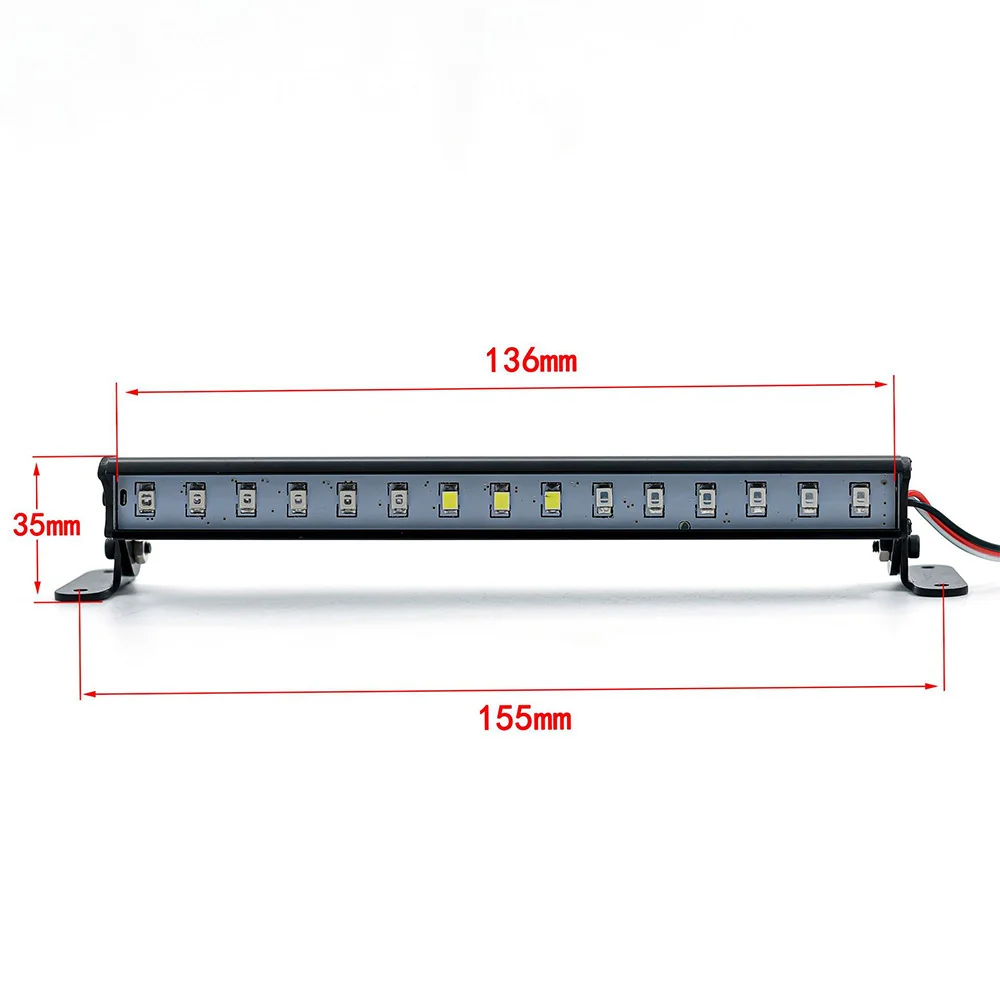 136MM 15 LED Light Bar Colorful Roof Lamp Lights for Axial SCX10 90046 Traxxas TRX4 Slash Rustler 1/8 1/10 RC Crawler