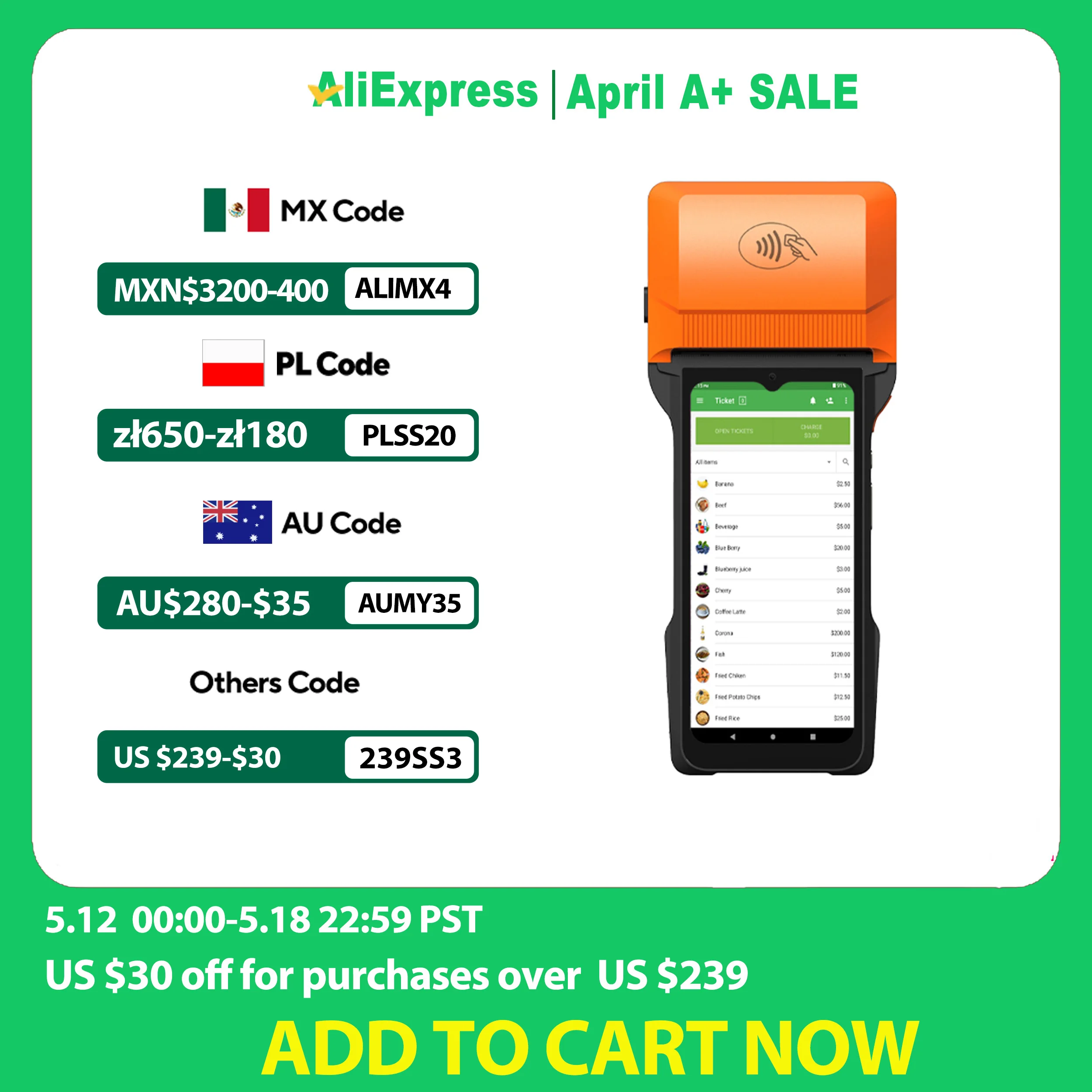 

New 6.5 inch Android 13 POS Terminal with 80mm Printer Loyverse 3G+32G Mobile NFC Rearder 4G WIFI BT Connection 2D Scanner PDA