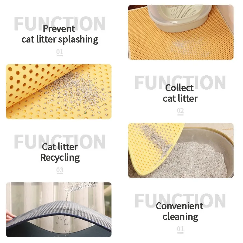 Large Double Layer EVA Cat Litter Trapping Mat Waterproof Anti-spill Kitty Litter Pad Easy Clean