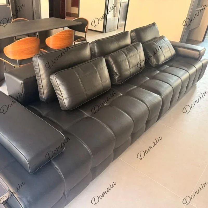 30XX Luxury Lawrence In Line Top Leather Sofa Living Room Sofas And Seating Modern Black Minimalist Couch 112cm 420cm Furniture