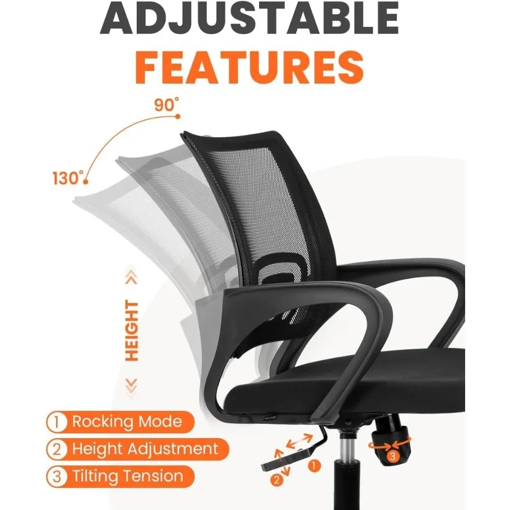 Office Chair, Computer Desk Chair,  Ergonomic Mid Back Cushion, Lumbar Support, Comfy Mesh, Adjustable Swivel Rolling