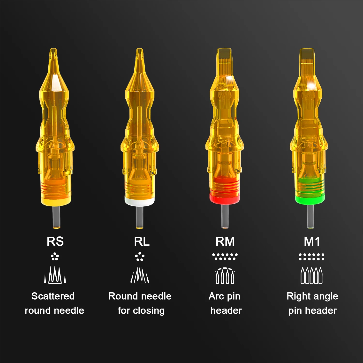 YILONG 50PCS Mixed yellow needle Tattoo Cartridges Needles Disposable With Membrane Professional For Tattooist Supply