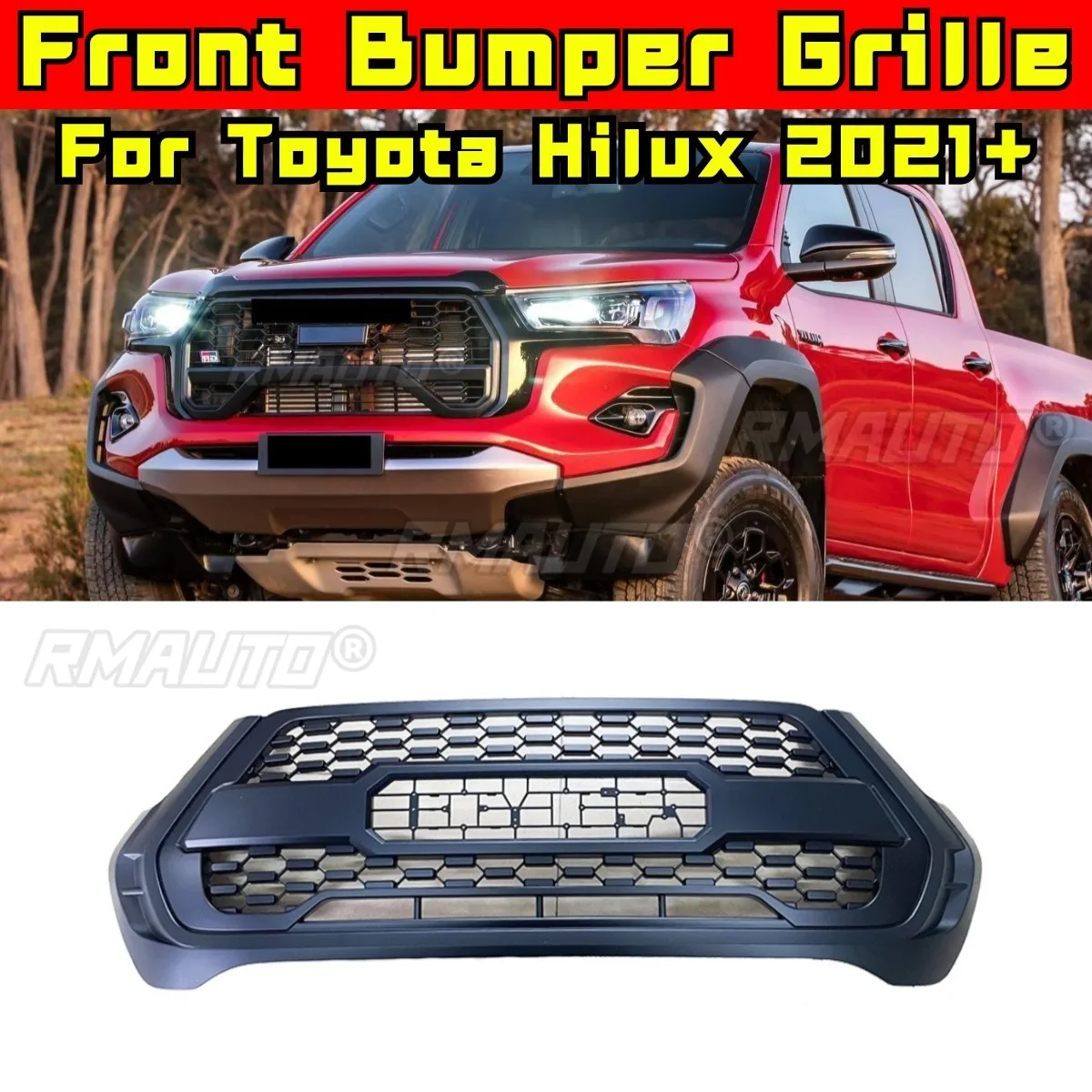

Car Bumper LED Grill Racing Grills Grille Body Kit Front Bumper Grill for Toyota Hilux Toyota REVO 2021+ Car Accessories