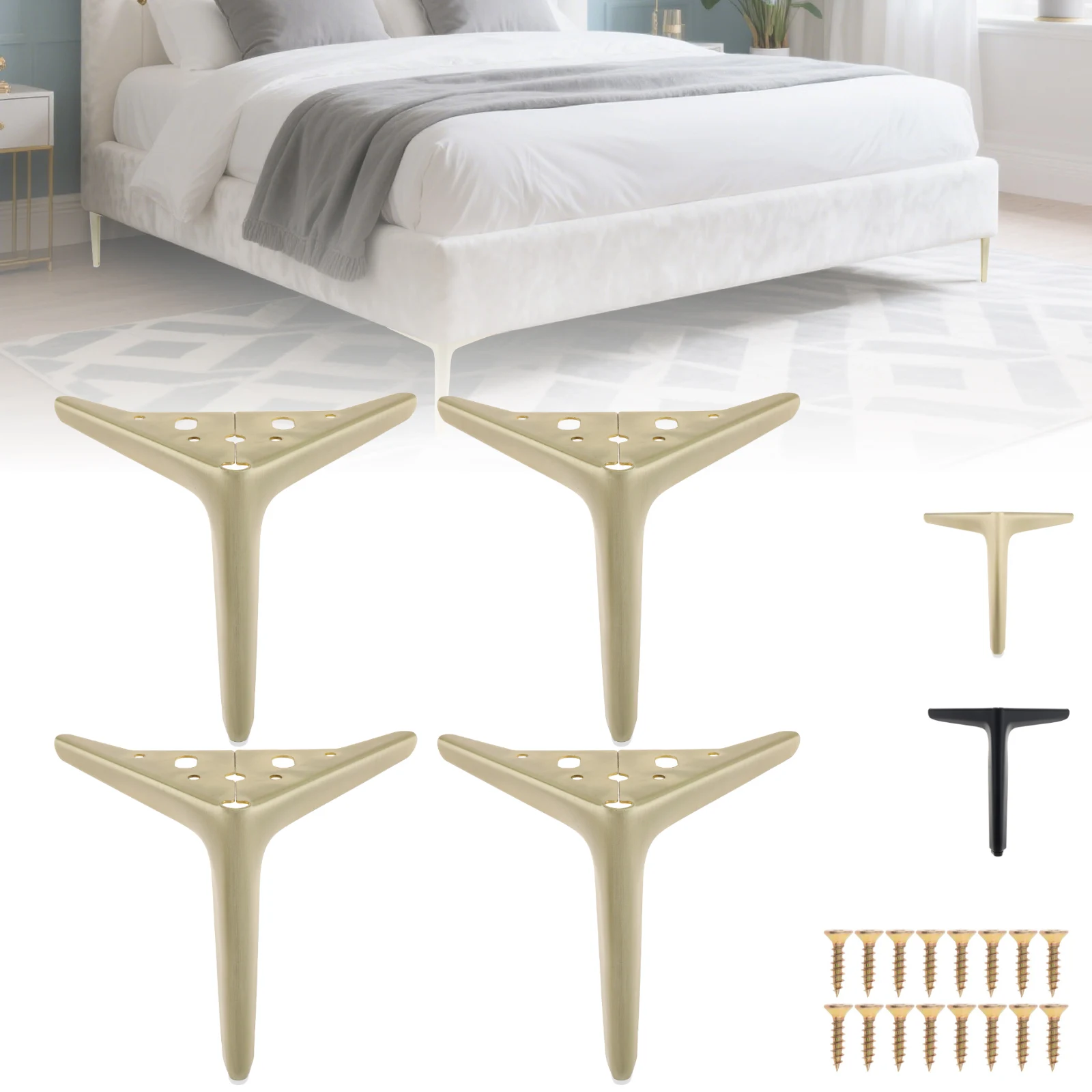 4 pcs 4.7/ 6 / 7 inch Furniture Legs DIY Replacement for Sofa, Cabinet/Couch/Ottoman/Tableand Dresser Legs