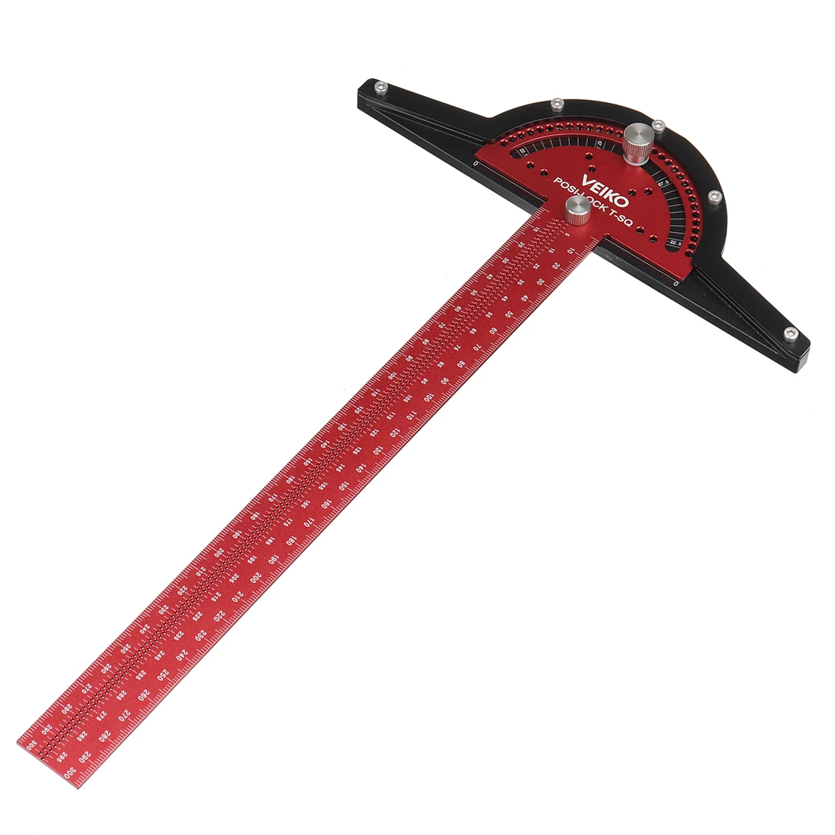 

VEIKO 300mm Angle Positioning T Square Position Lock Ruler Aluminum Alloy Woodworking Edge Ruler Angle Measure Ruler Scriber