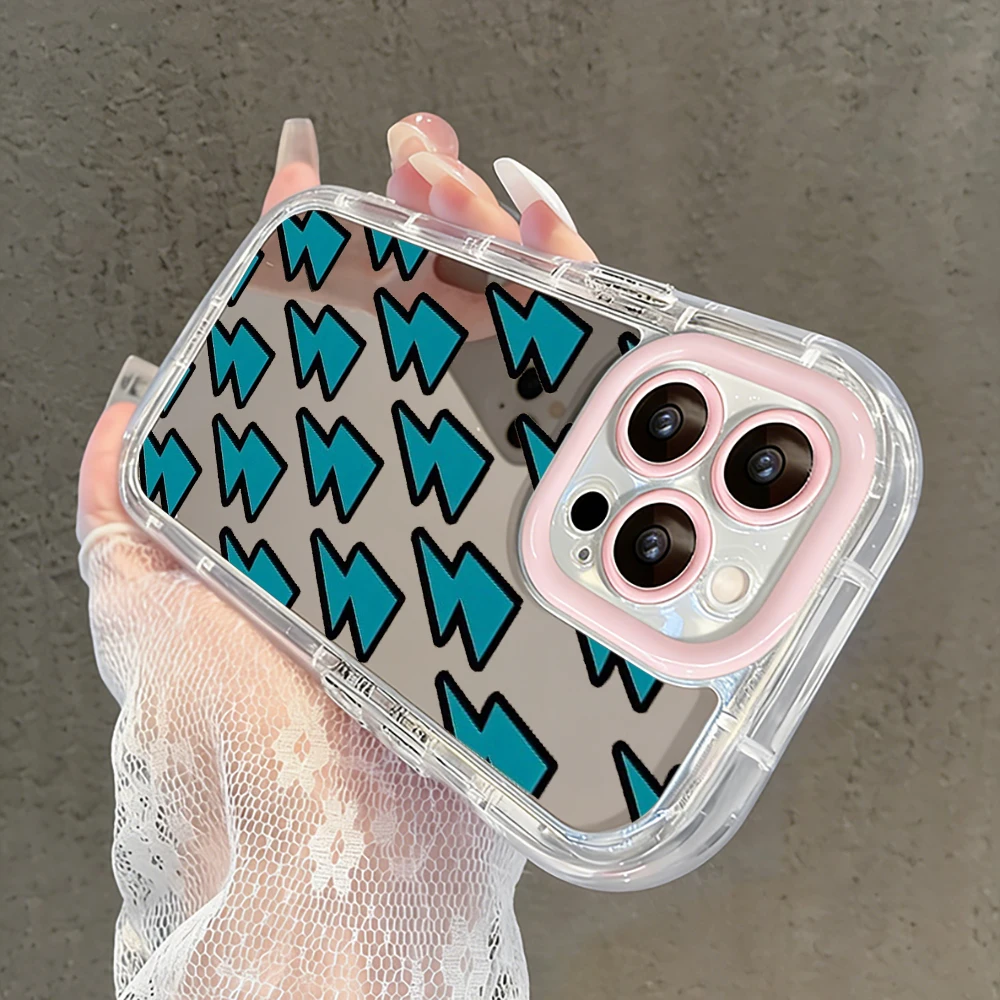 Stilvolle Handyhülle mit Blitzsymbol, Luftkissen und Spiegel für iPhone 16 15 14 13 Pro Max 17 12 11 Pro XR XS MAX 7 8 Plus INS Cover – Detail 3