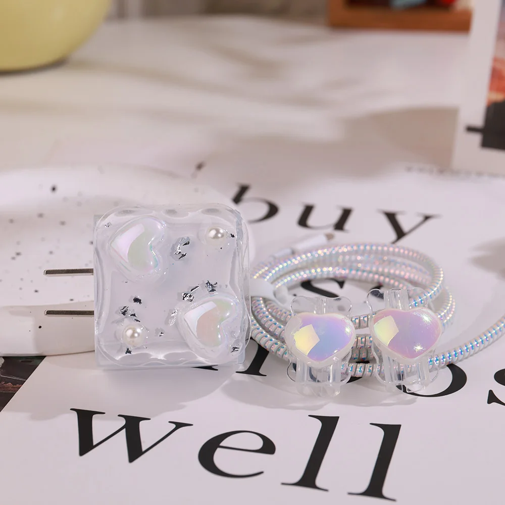3D Bling Glitter Charger Cover for iPhone 17 16 15 14 13 12 20W 18W Cable Protector Sleeve USB Protective Case New