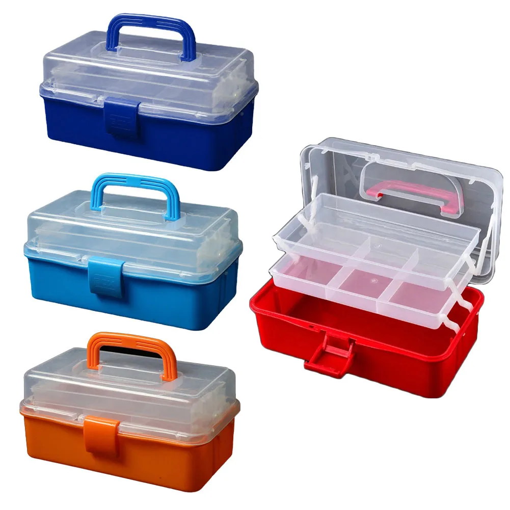 3 Layers Fishing Tackle Box Tool Box Organizer Storage Box Cantilever Box Folding Tool Tackle Box Multipurpose Tool Storage Box