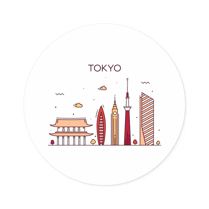 Tokyo Japan City Skyline Water Resistant PVC Sticker For Vehicle Window And Luggage Travel Souvenir Decoration Decal