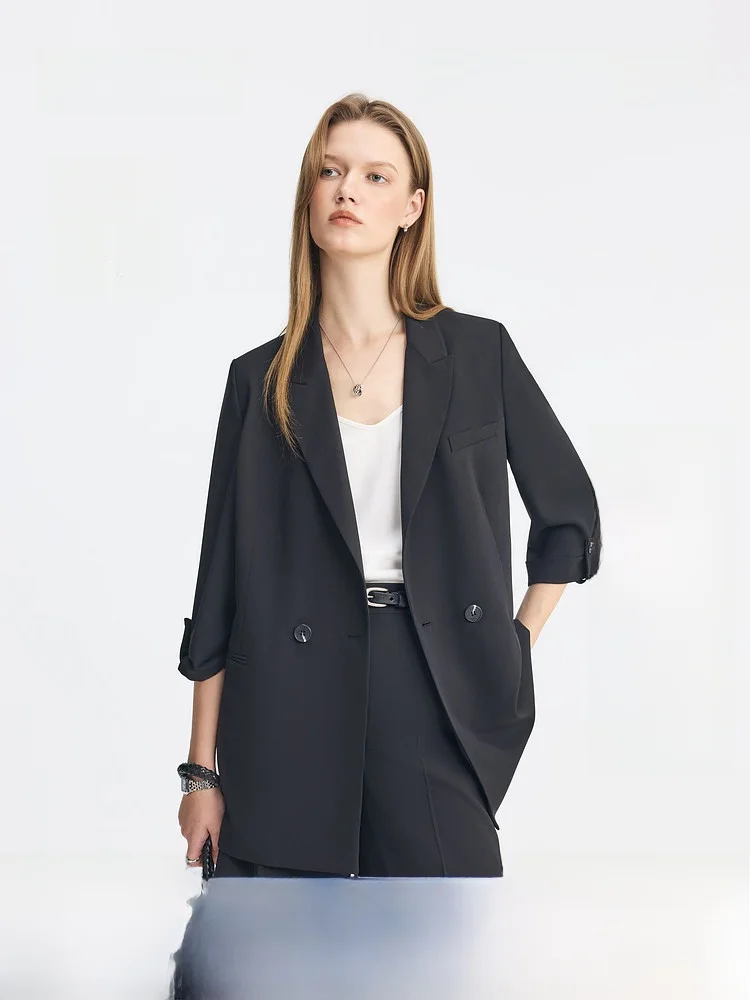 

PRICH Stylish Casual Seven-Quarter Sleeve Suit Set High Intelligence Leisure Commuting Women's Loose Fit Polyester Fiber