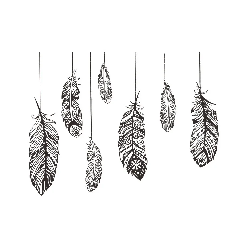 30 90 Cm Large Size Modern Blue Feather Wall Decals Simple Peel and Stick Decor for Bedroom Entryway Commercial Spaces