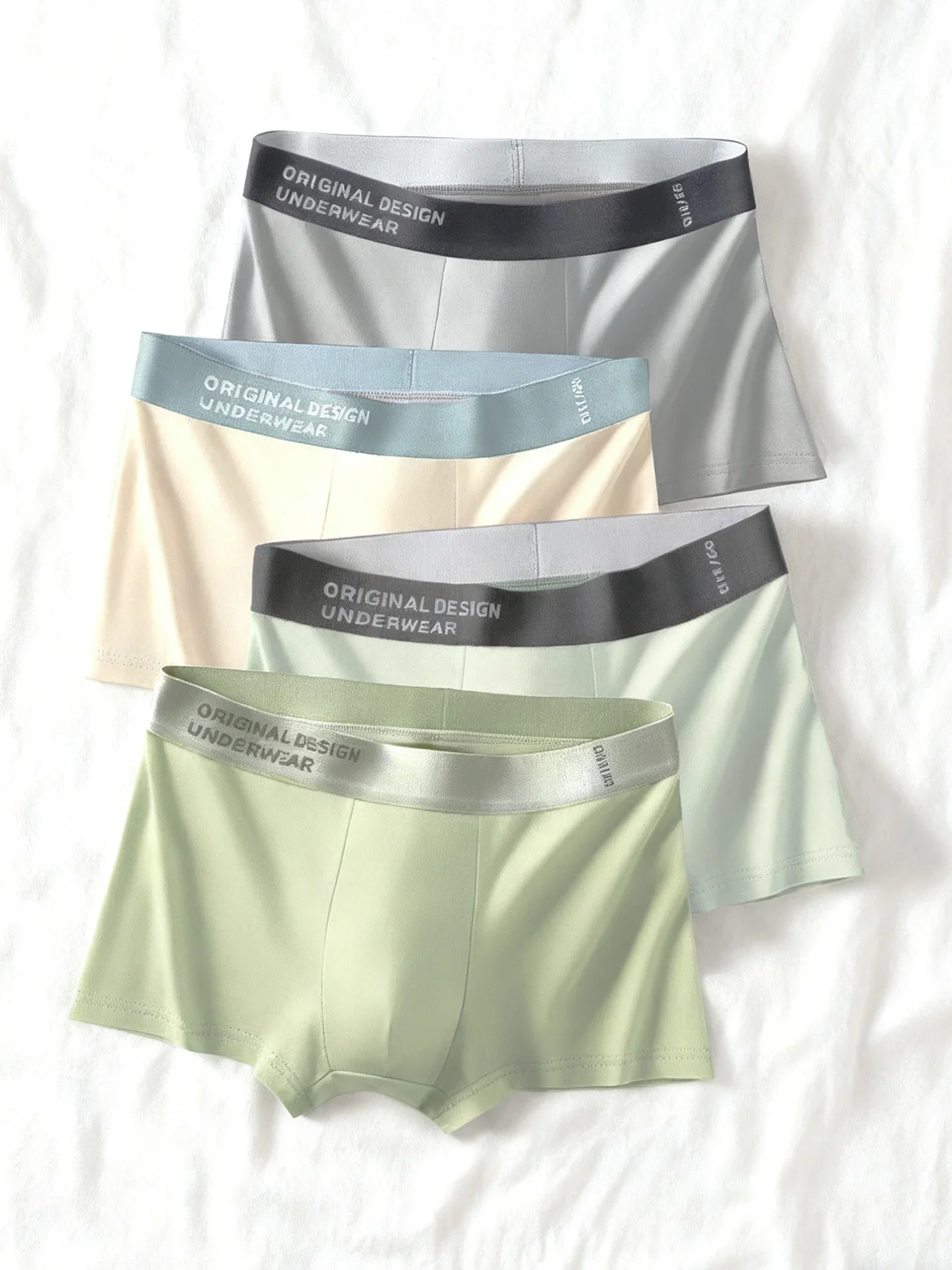 4PCS simple design men's underwear: Soft, skin-friendly, comfortable, breathable, low-saturation color men's briefs