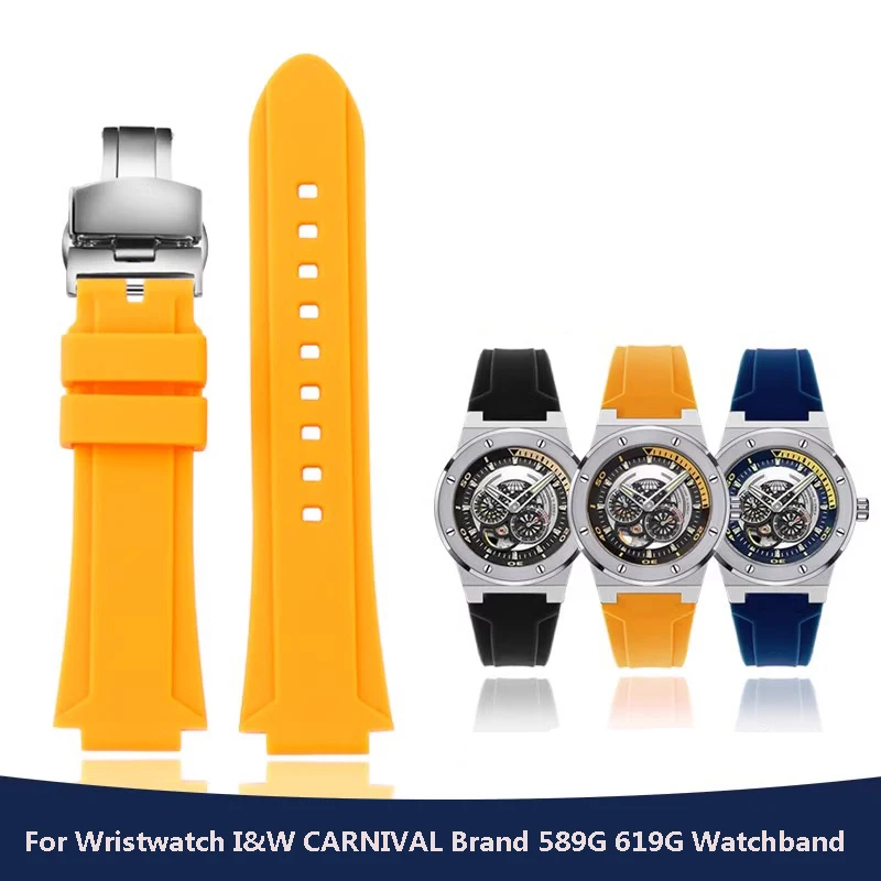 Original Rubber Watches Strap, impermeável Sports Watchband, I. Marca do Carnaval W, 589G, 618G, 612G, 619G