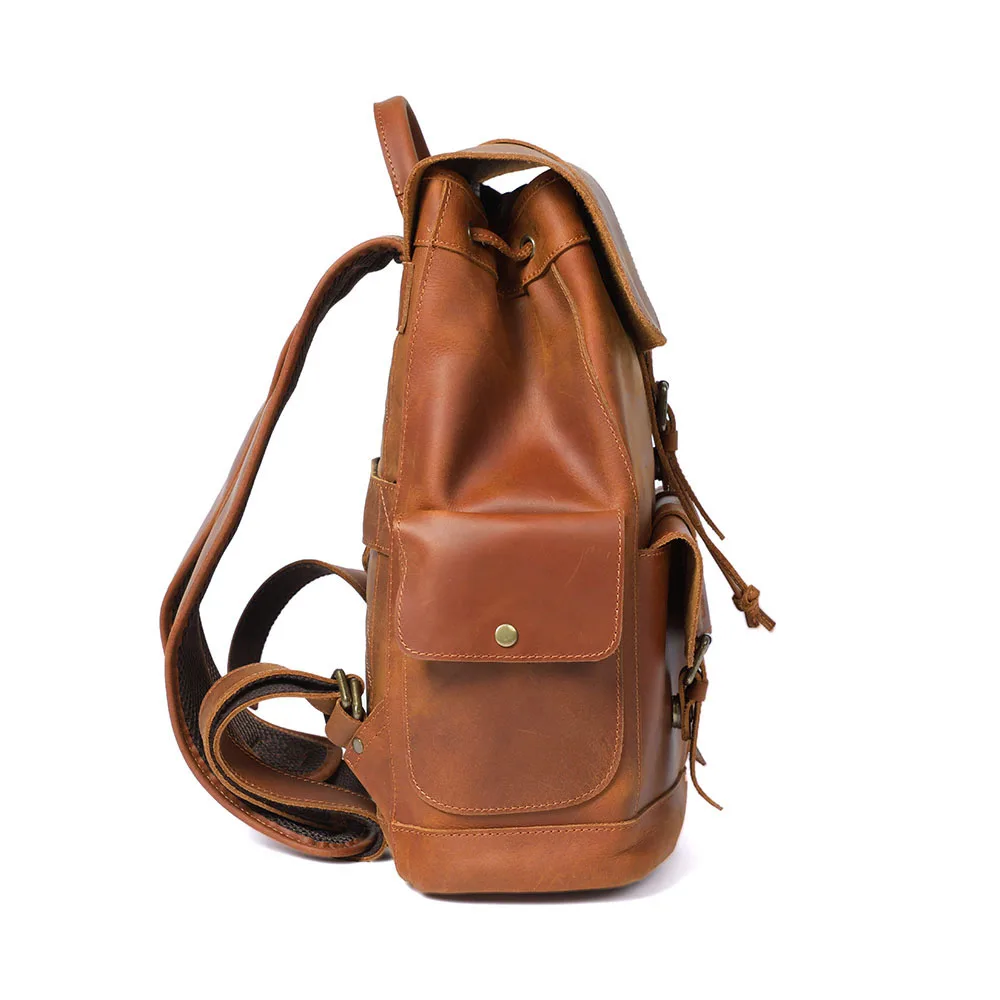 S.WORKER Vintage Echtleder-Rucksack für Herren, Reise-Vintage-Crazy-Horse-Schultasche, Große Laptop-Schultertasche aus Rindsleder für Männer – Detail 19
