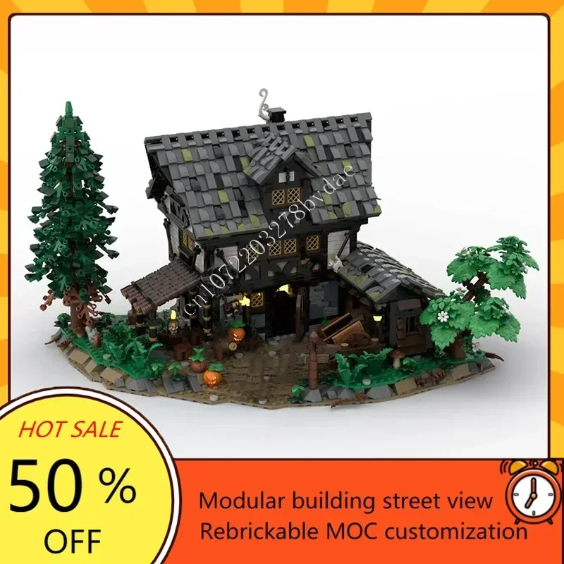 3973PCS MOC Medieval Castle Custom Puzzle Model The Ragged Crow Inn Technical  DIY Assembly Set Toy For Child Holiday Gift