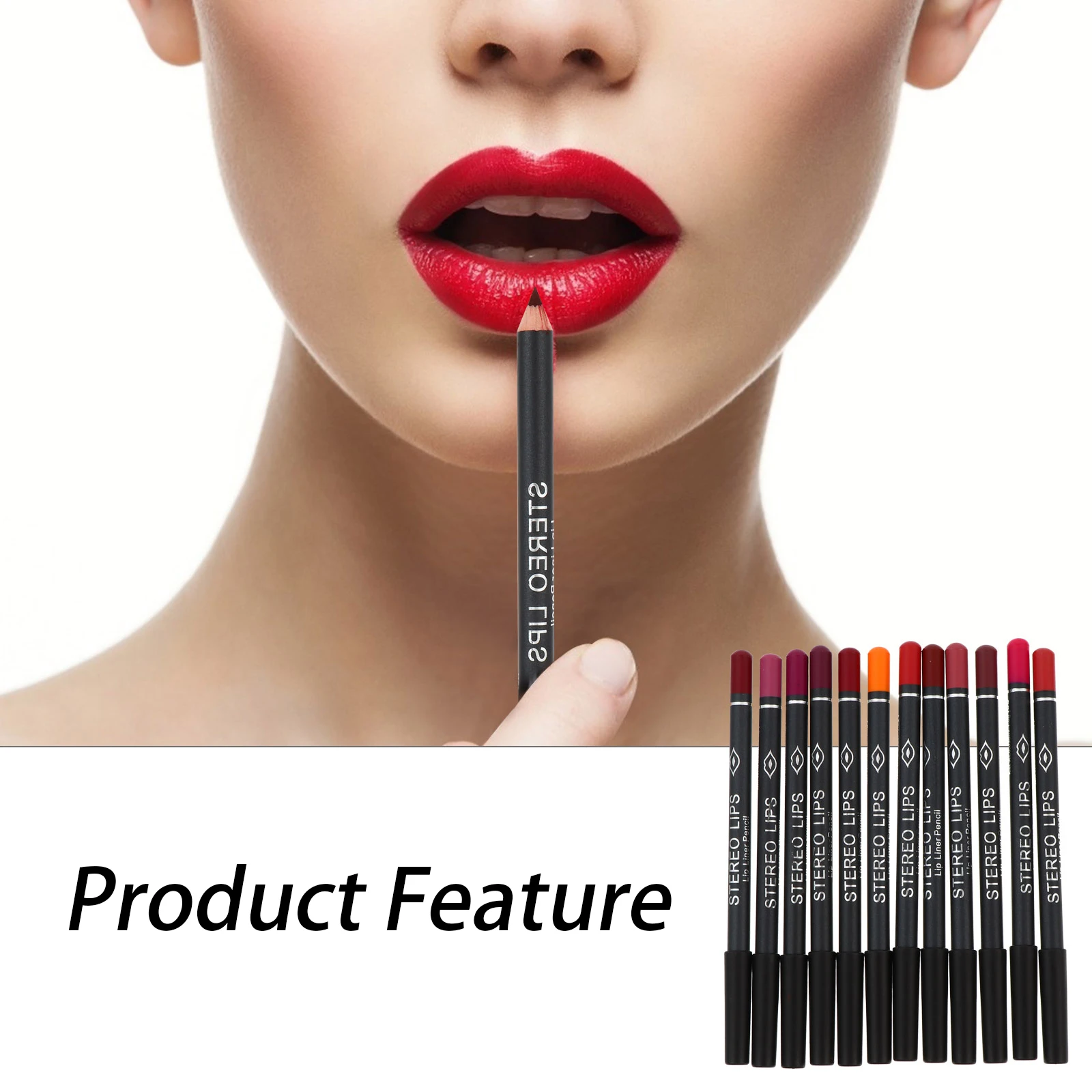 12pçs delineador labial fosco à prova d'água, lápis modelador de lábios suaves para suprimentos de maquiagem, presente, acessório de suprimentos de maquiagem