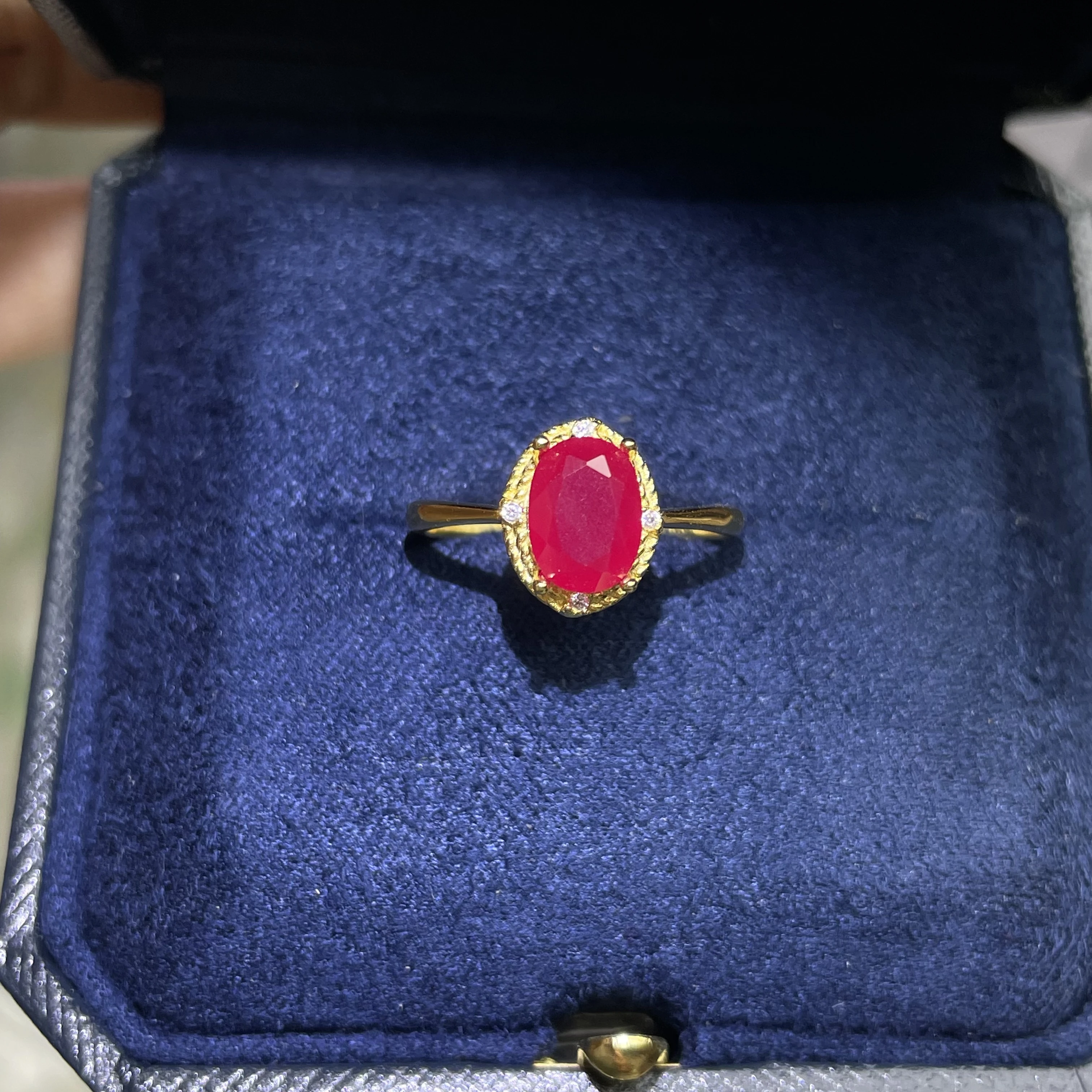 Fine Jewelry 2024 Color Treasure Light luxury natural ruby Ring women's sterling silver jewelry 6*8mm