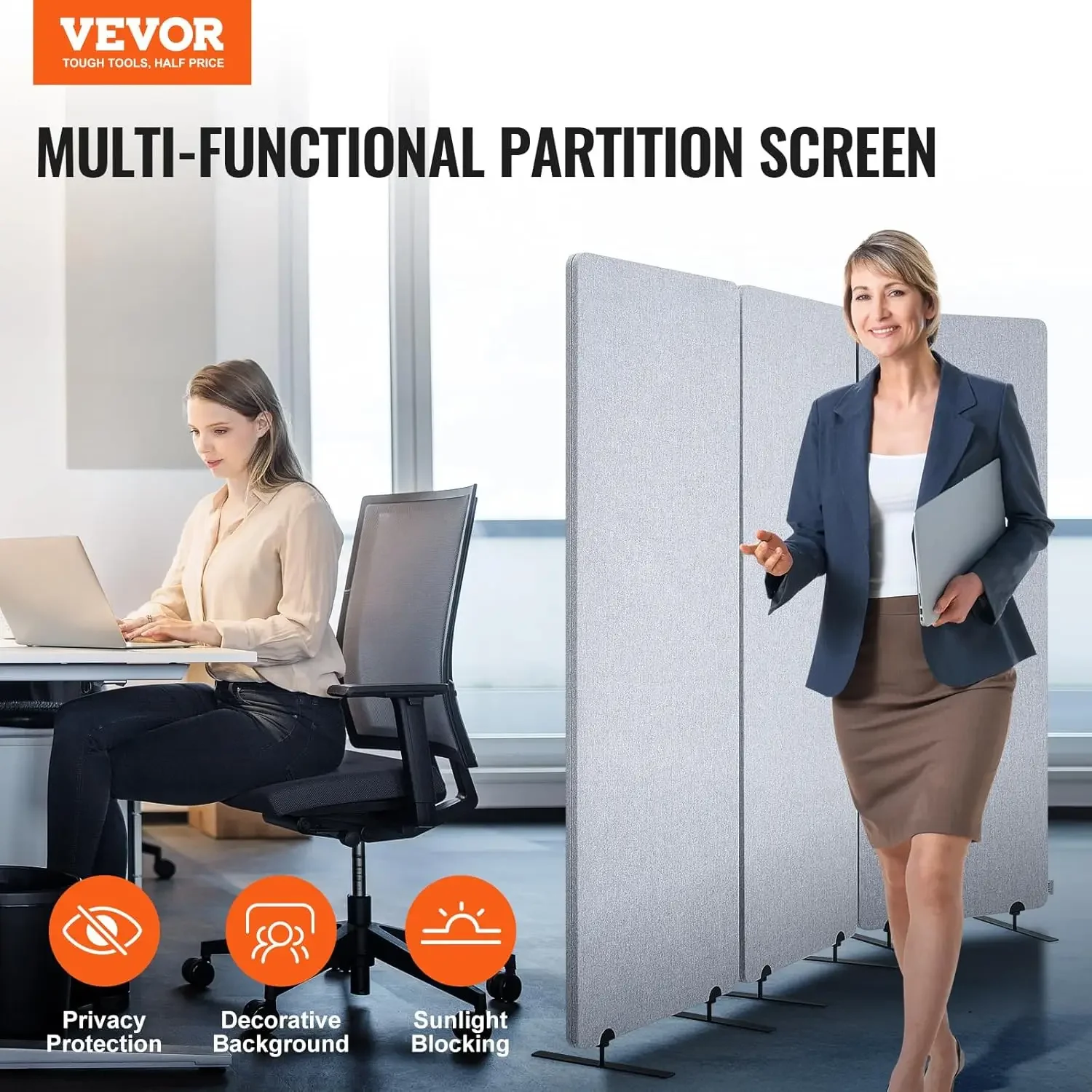 2FT Room Divider, 3 Panel PET Polyester Soundproof Room Screen, Folding Privacy Divider Portable Partition Divider for Room