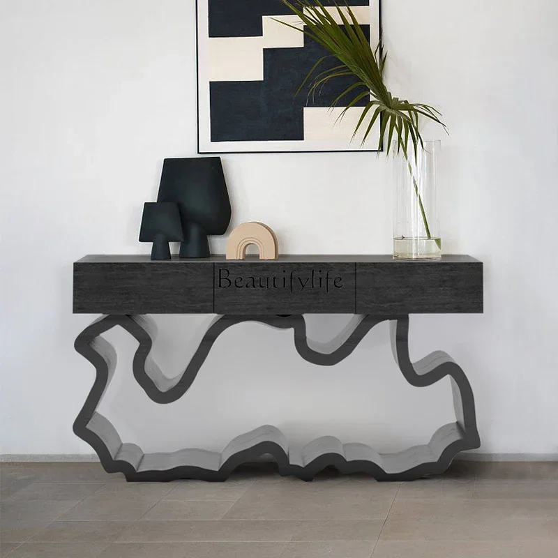09Z.*French solid wood entrance table, extremely narrow table, designer high-end art entrance cabinet