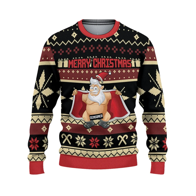 Merry Christmas Sexy Santa Claus Ugly Sweater For Men Loose Personality Pullover Sport Sweatshirts 2027 New Funny Sweatshirts