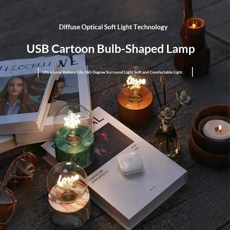 Edison A70 5V LED Vintage Tungsten Decorative Lamp Type C Rechargeable Christmas Gift Art Decor Light