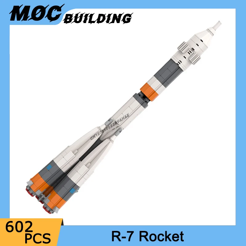 

Строительные блоки MOC, космическая серия R-7, модель ракеты, сборка своими руками, кирпичи, креативная коллекция аэрокосмических игрушек, дисплей, рождественские подарки