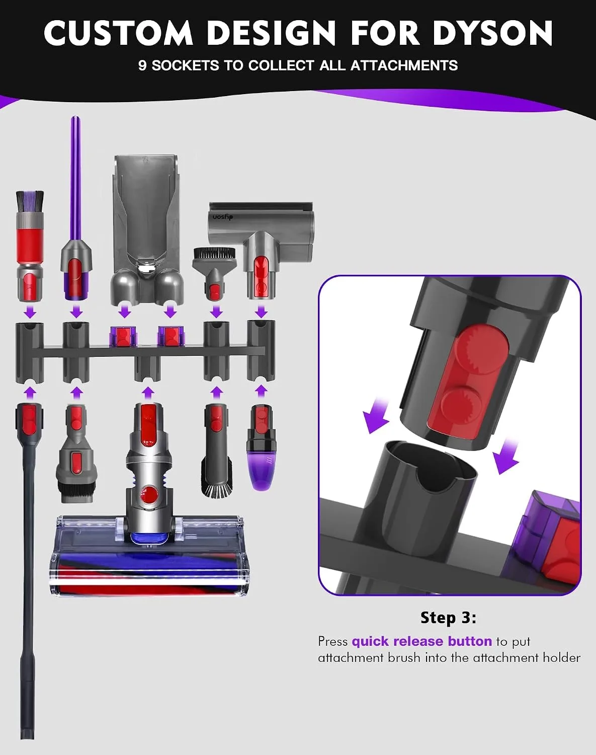 Suitable For Dyson V7 V8 V11 V12 V15 Vacuum Cleaner Head Storage Bracket V10 Lightweight Version Expansion Hanging Mount