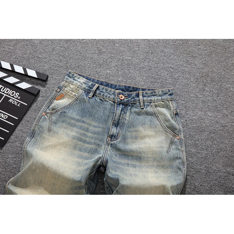 

Spring and summer loose straight leg jeans for men, retro and nostalgic, versatile for youth, yellow mud casual pants
