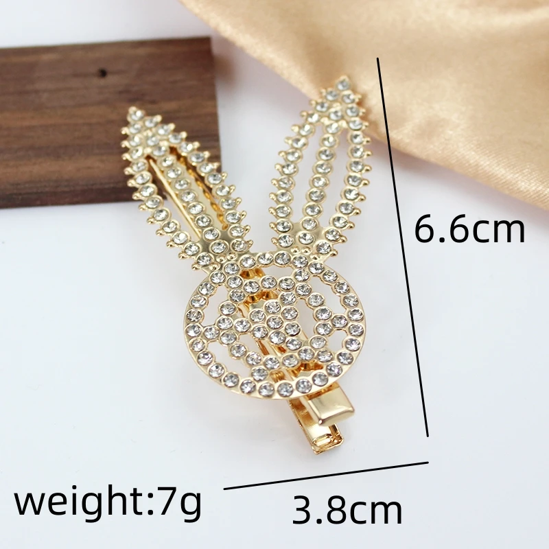Hair Clip Big Rabbit Head Barrettes for Women Crystal Alligator Hindbrain Side Hairpin Headwear Fashion Accessories Jewelry Gift