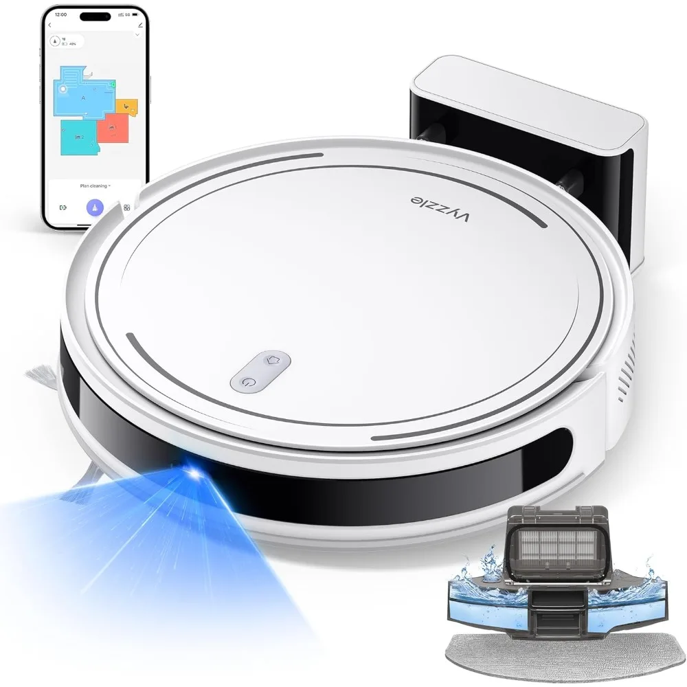 Robot Vacuum, 5000Pa Robot Vacuum and Mop, Smart Navigation, Ultra Slim Robot Vacuum Cleaner Self-Charging, Wi-Fi/App/Alexa Con