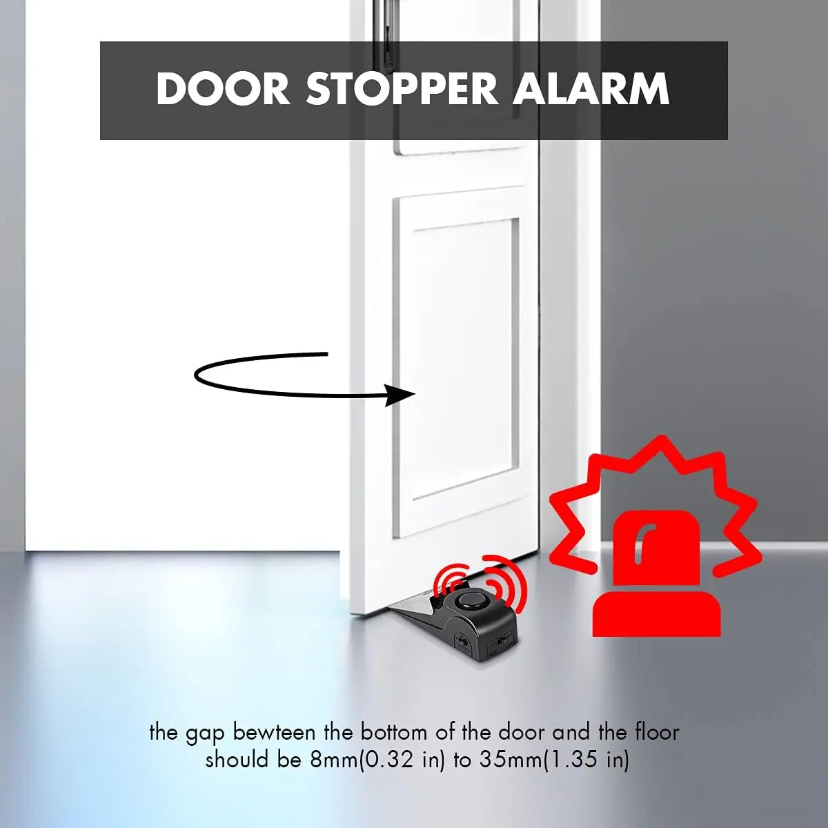 Door Stop Alarm, Door Stopper with 120DB Security Alarm, Floor Wedge Doorstop for Travel Apartment Home House Door Alarm