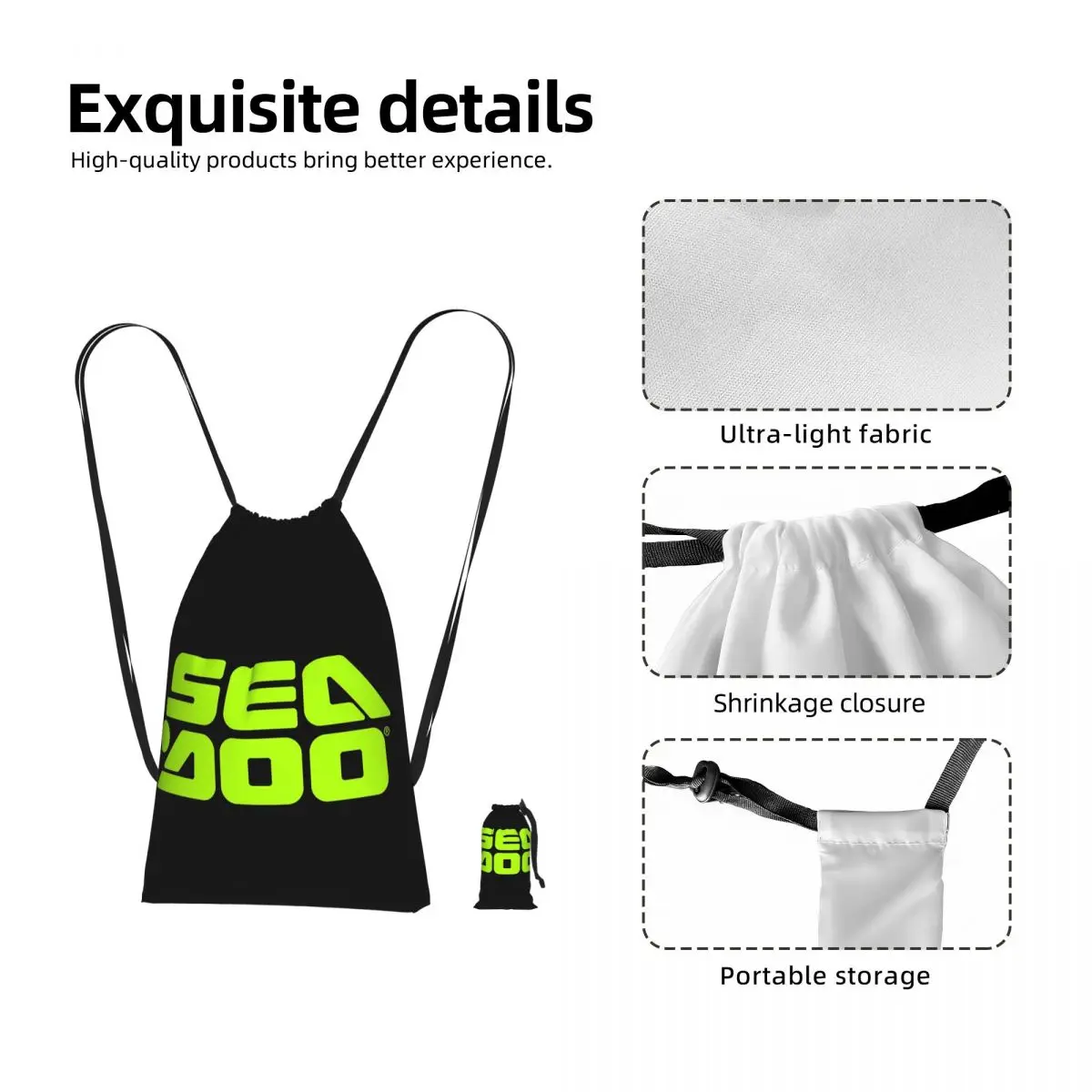 Sea Doo Team Rxt Brt Marine Drawstring Backpack hiking cycling Bag Lightweight Foldable Storage Drawstring Bag for Men Women