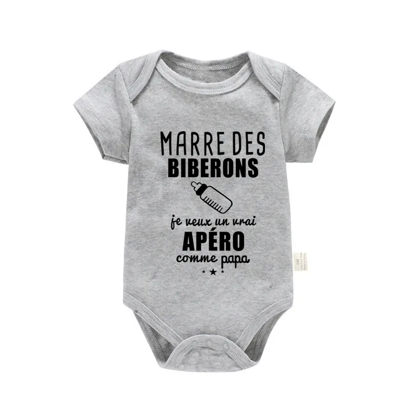 I Want a Real Aperitif Like Daddy Funny Baby Bodysuits Infant Cotton Short Sleeve Rompers Newborn Body Baby Boys Girls Onesies