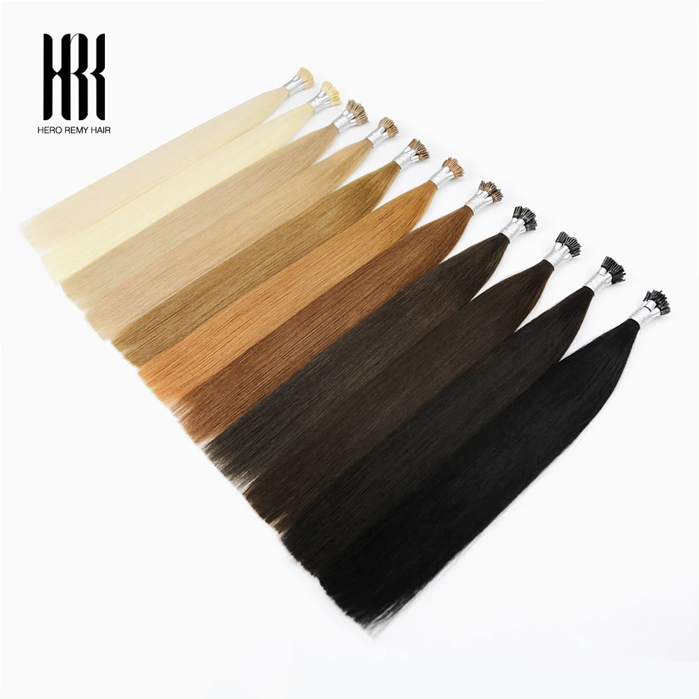 

I Tip Extensions 100% настоящие человеческие волосы Remy с микрокольцом, предварительно скрепленные волосы на кончиках волос для салона, натуральный черный, 20 дюймов, 50 см