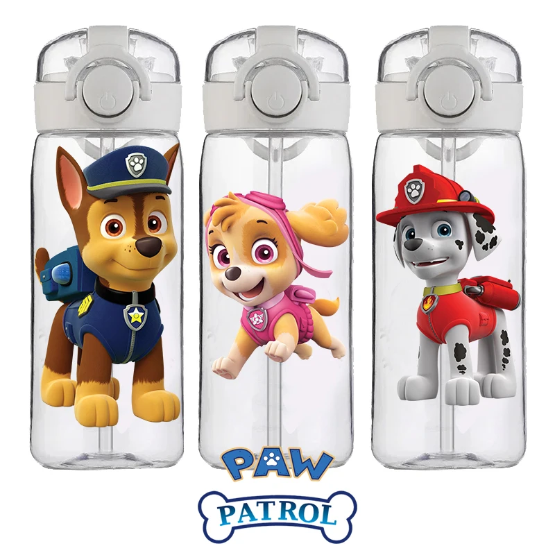 

400ML PAW Patrol Plastic Cup Cartoon Chase Skye Marshall Large Capacity Casual Cup Cute Portable Student Straw Cup Boy Girl Gift