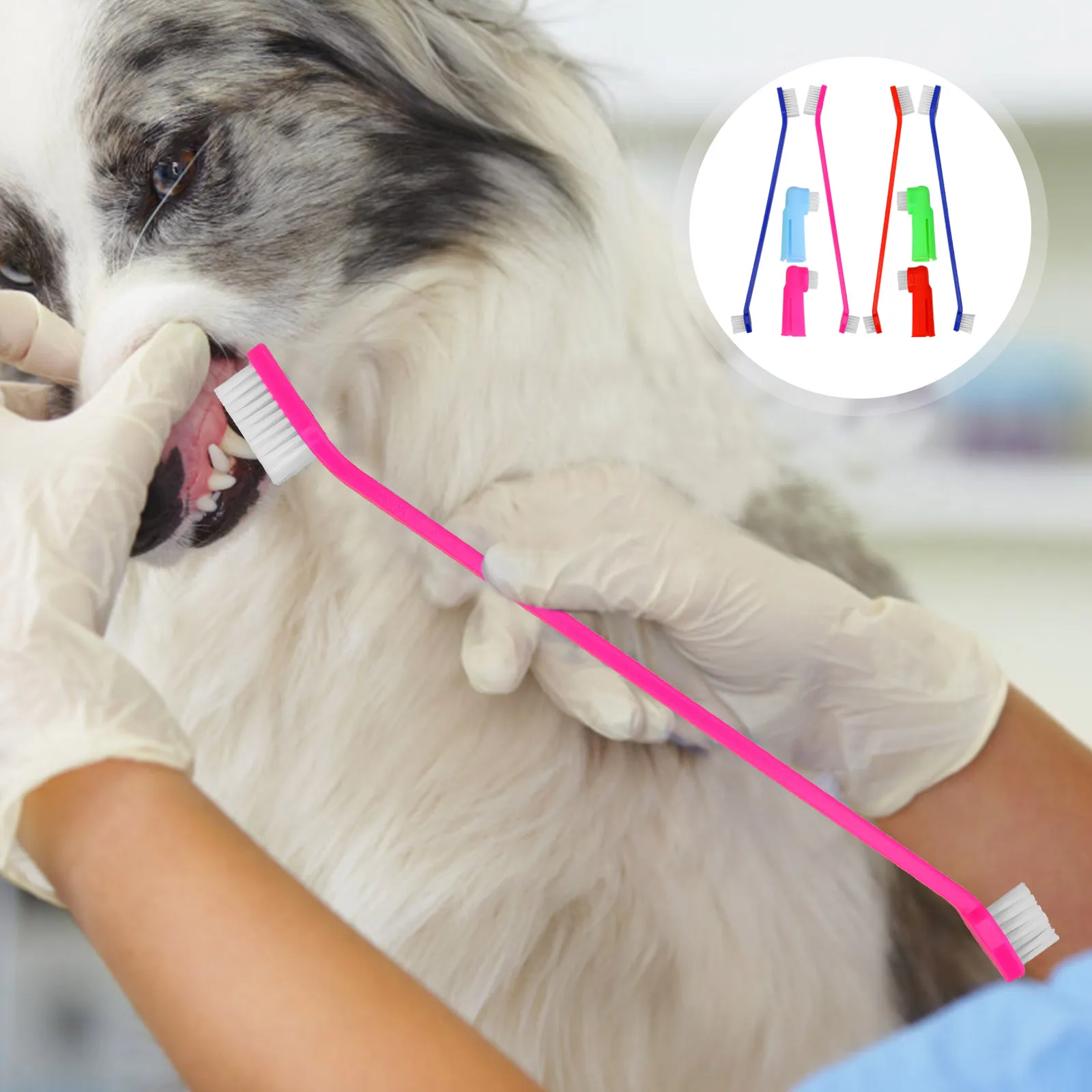 

Set of 8 Cat Dog Toothbrush Dual Headed Dental and Dog Finger for Durable Gentle and Safe for All Breeds (Random