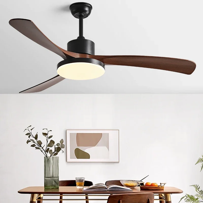 NEW  Modern DC Ceiling Fan Light Led Lamp With Remot Control Black Plastic Leaves Fans For Home 110-220V Restaurant lights