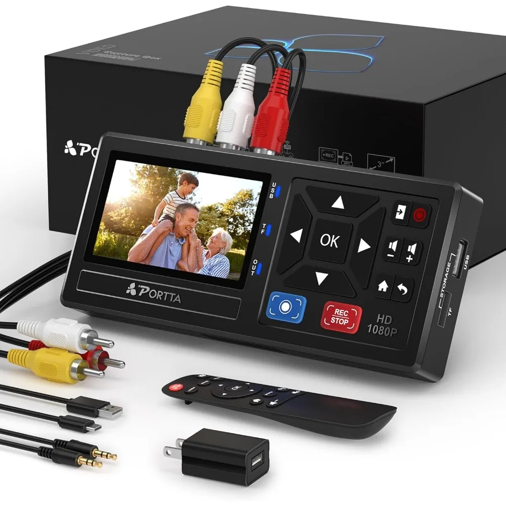 محول VHS إلى رقمي، مسجل فيديو إلى رقمي مع جهاز تحكم عن بعد، متوافق مع مشغلات VHS، VCR، DVR، DVD، Hi8، Mini DV #1