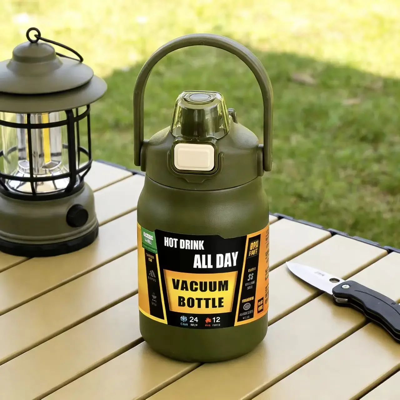 

Бутылка из нержавеющей стали с вакуумной изоляцией, внутренняя колба из нержавеющей стали 304, портативная ручка, возможность питья напрямую или через трубочку.