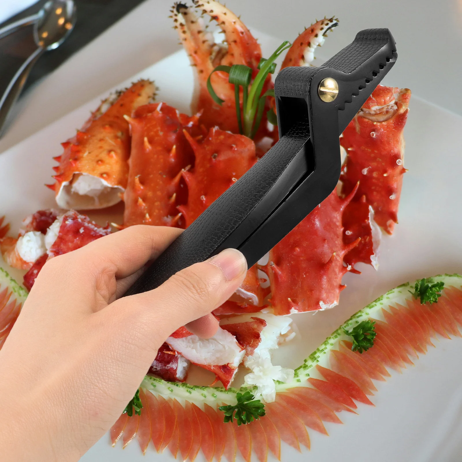 

Multifunctional Crab Clamp Zinc Alloy 2-in-1 Seafood Eating Tool Lobster Crab Leg Plier Kitchen Gadget Seafood Cracker Portable