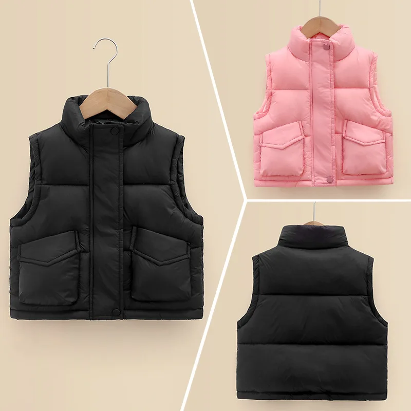 

Children 1-12 years old down cotton waistcoat boys and girls camisole waistcoat preppy style with standing collar waistcoat