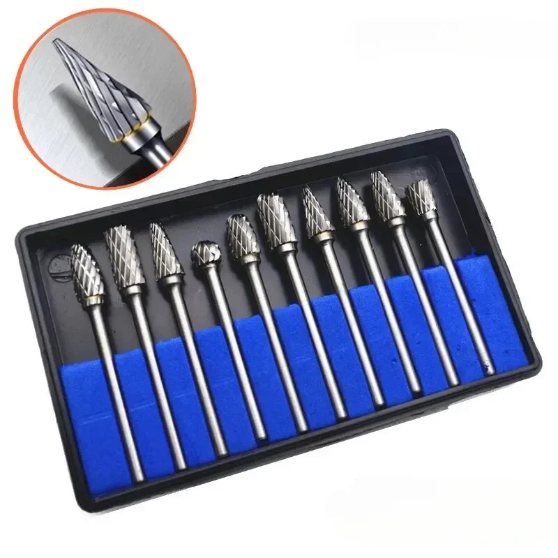 3mm Shank 6mm Coarse Teeth Tungsten Carbide Mini Rotary File Burr Grinding Wood Carving Milling Cutter Metal Woodworking Tools